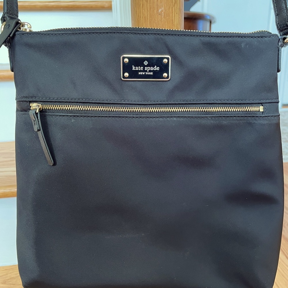 KATE SPADE NY BLAKE AVENUE BLACK NYLON KEISHA CROSSBODY BAG & MATCHING WALLET.